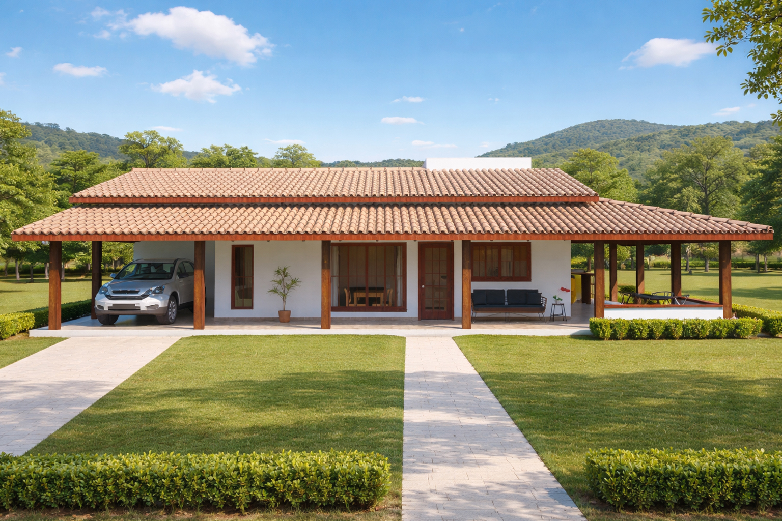 P9i – Plano de Casa de Campo con 2 Dormitorios (Invertido)