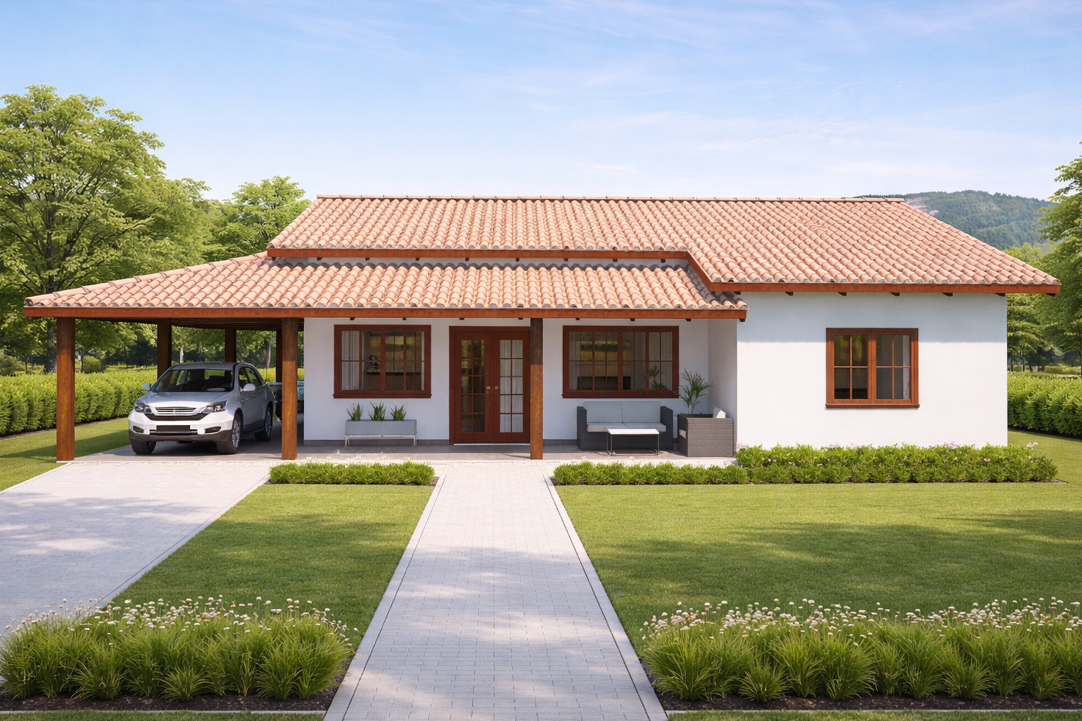 P13 – Plano de Casa de Campo con 3 Dormitorios