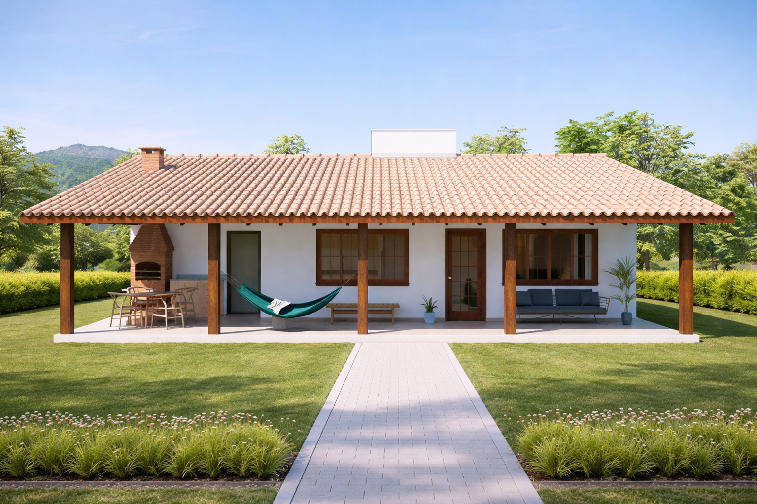 P14i – Plano Casa de Campo con 2 Dormitorios (Invertido)