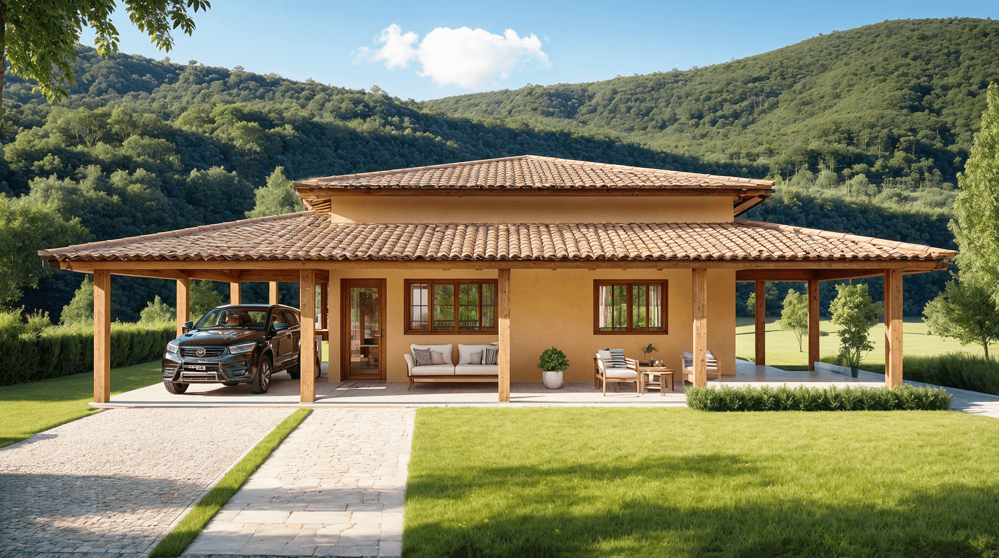 casa campestre com porche