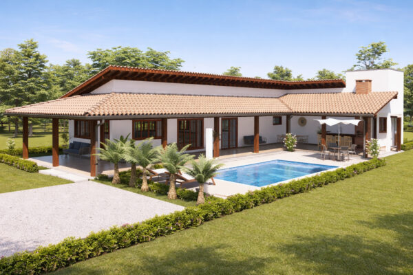 casa de campo con piscina