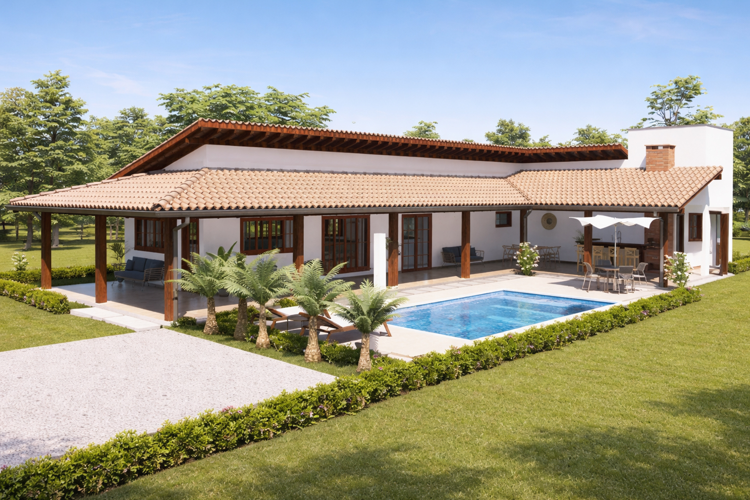 P17 – Plano de Casa de Campo con Piscina