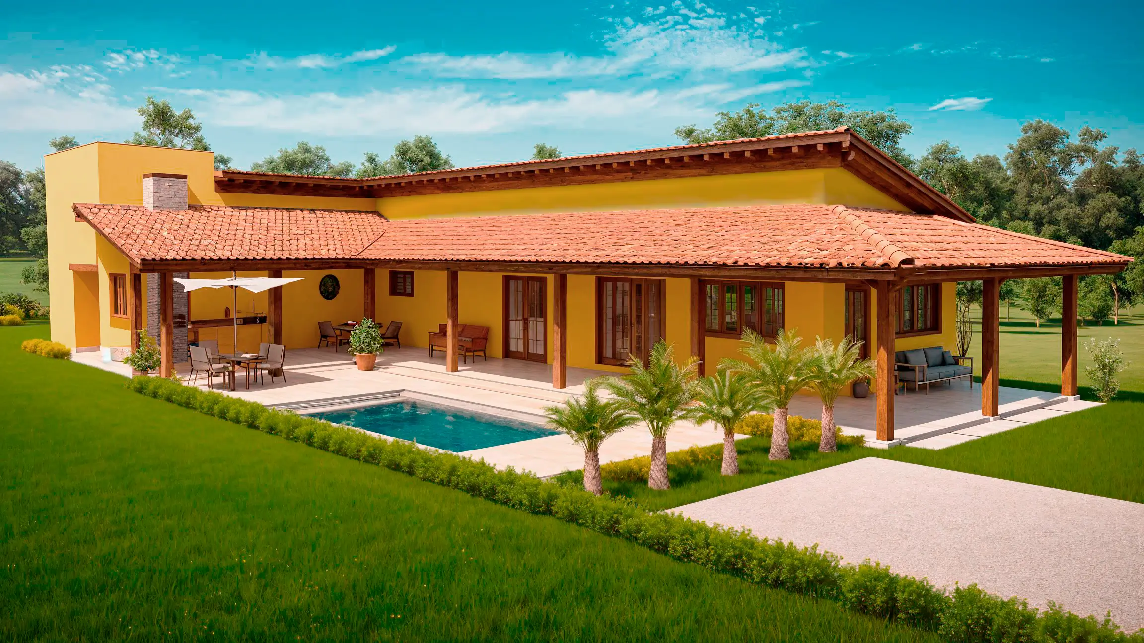 casa moderna con piscina
