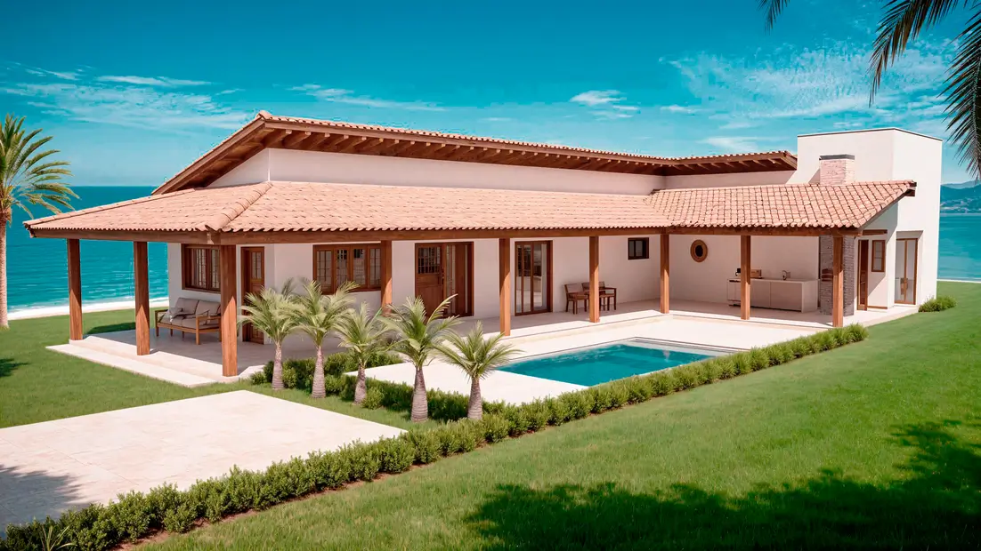casa de playa con piscina