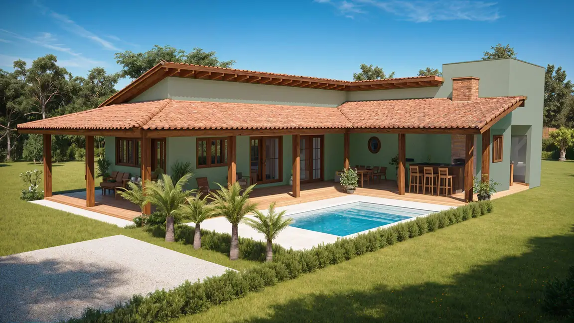 casa de campo rustica con piscina