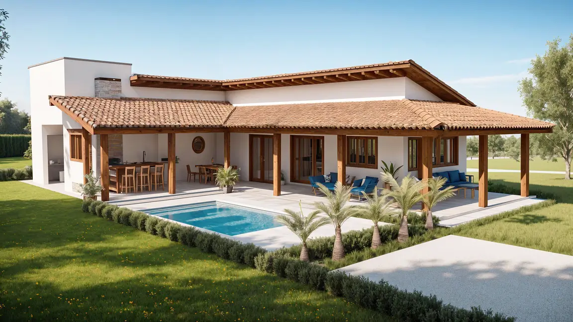 casa moderna con piscina