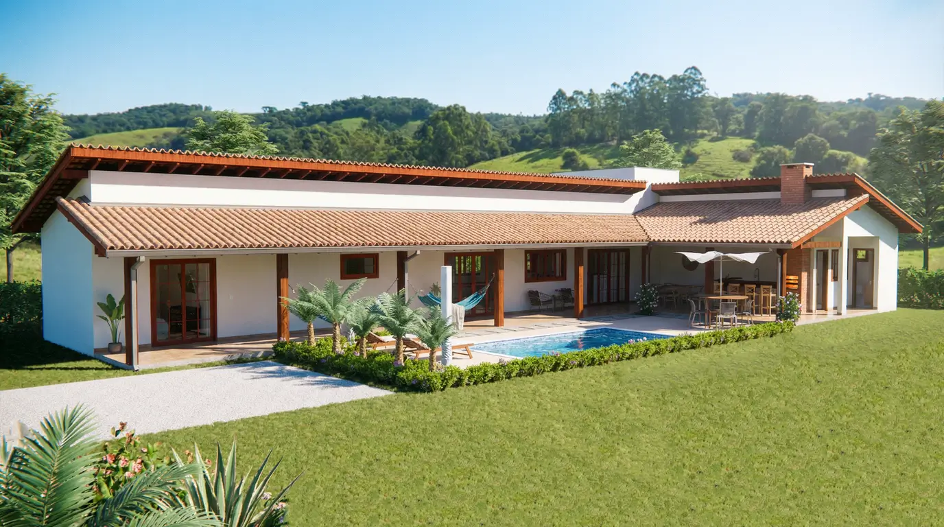 casa de campo con piscina