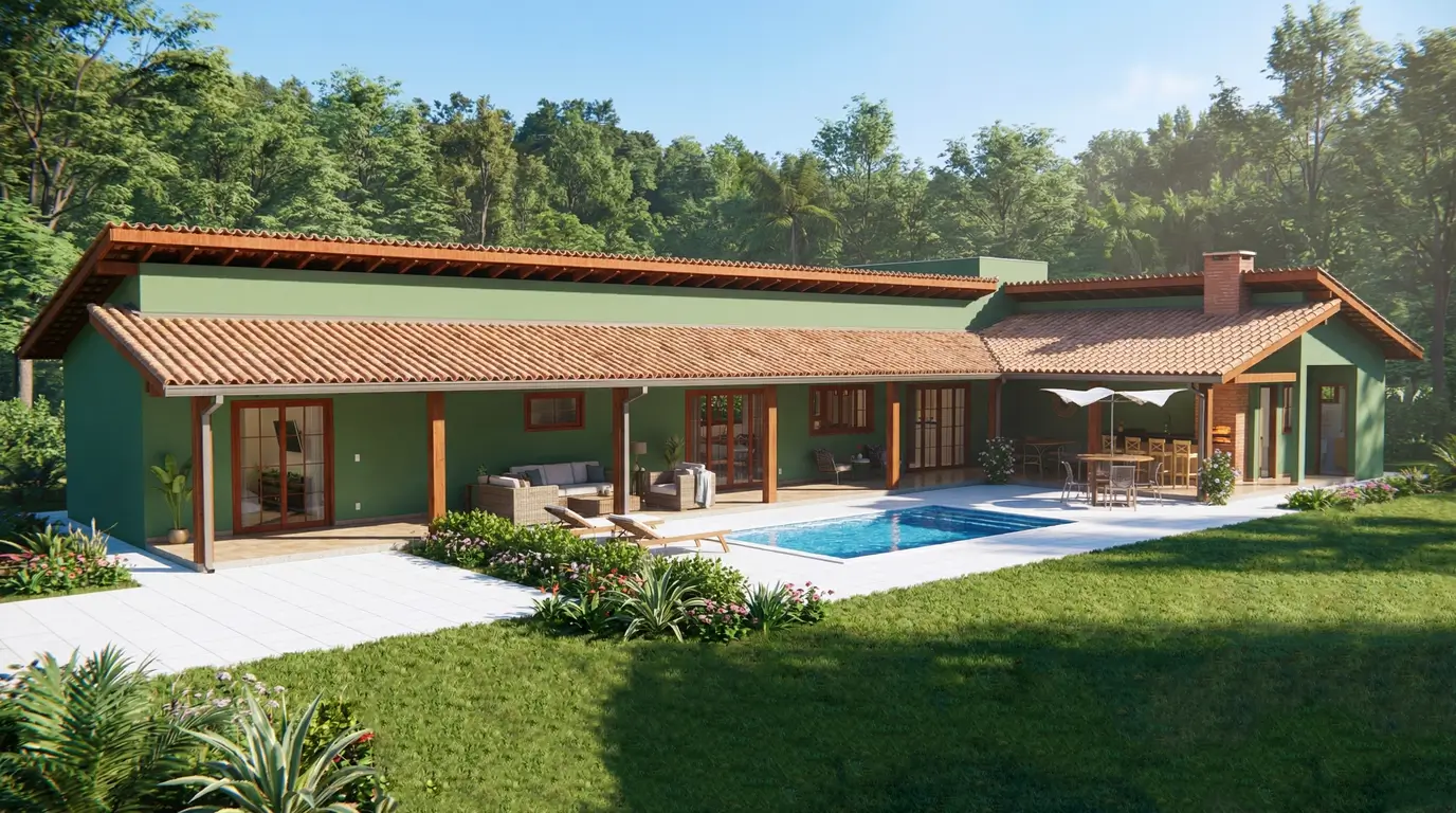 casa rustica con piscina