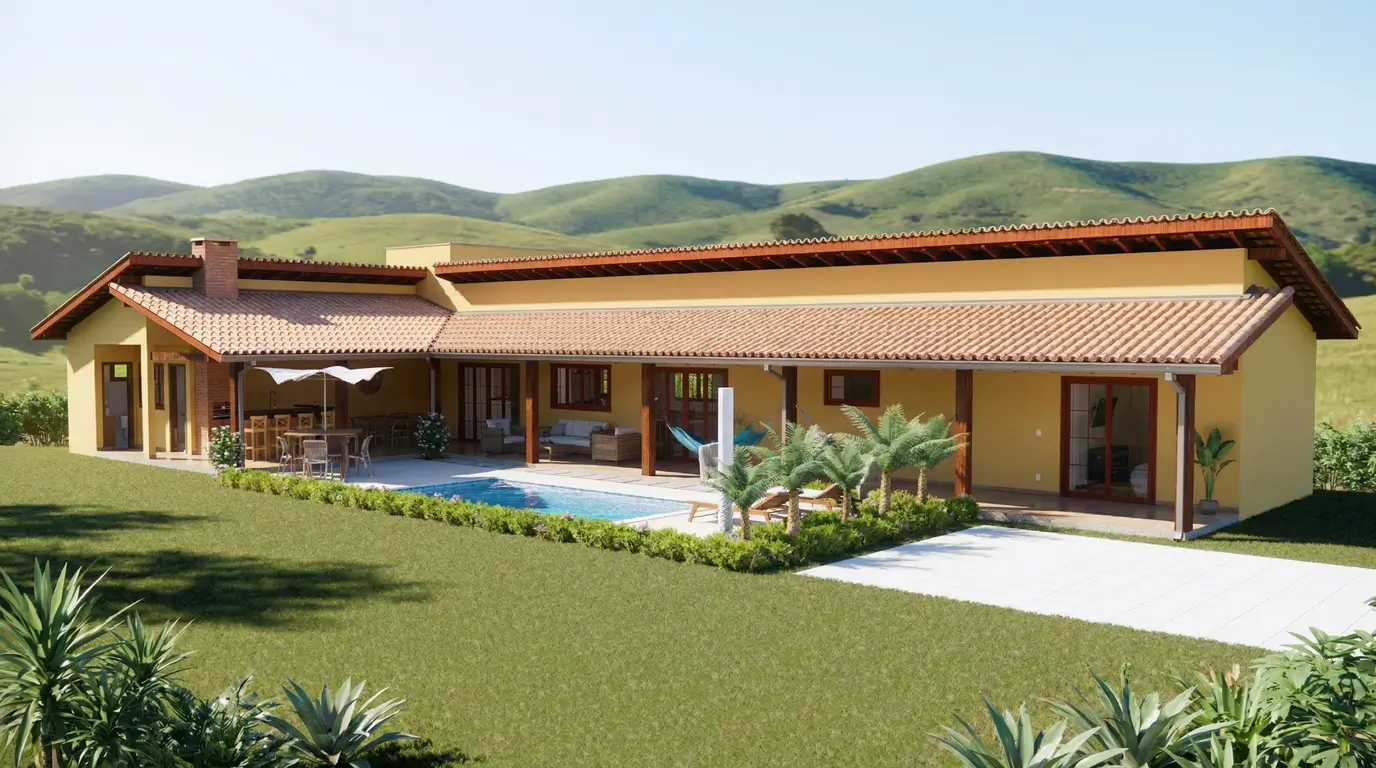 casa en l com piscina