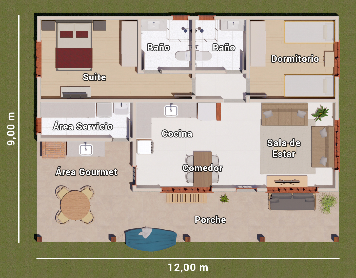 casa con 2 dormitorios
