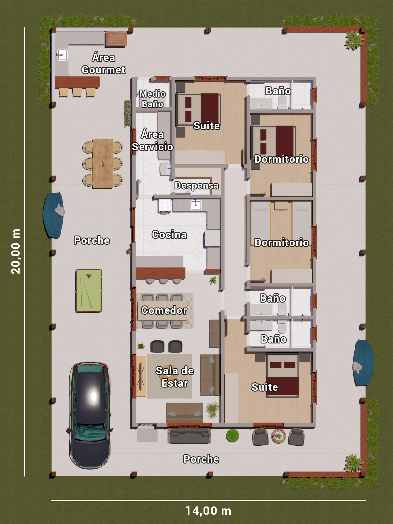 casa de campo con porche