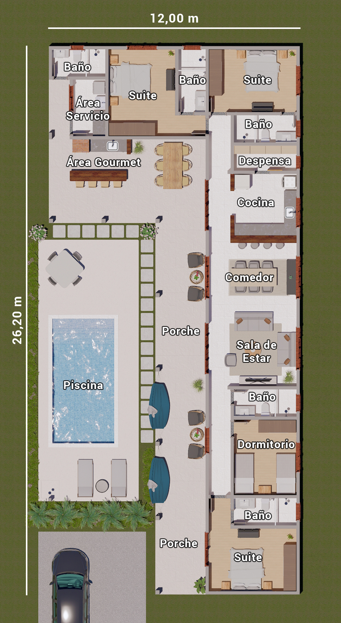 casa con 4 dormitorios y piscina