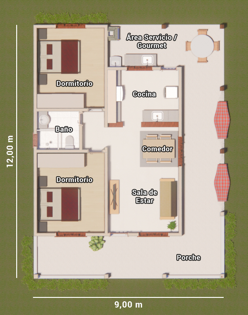 plano de casa de campo pequeña