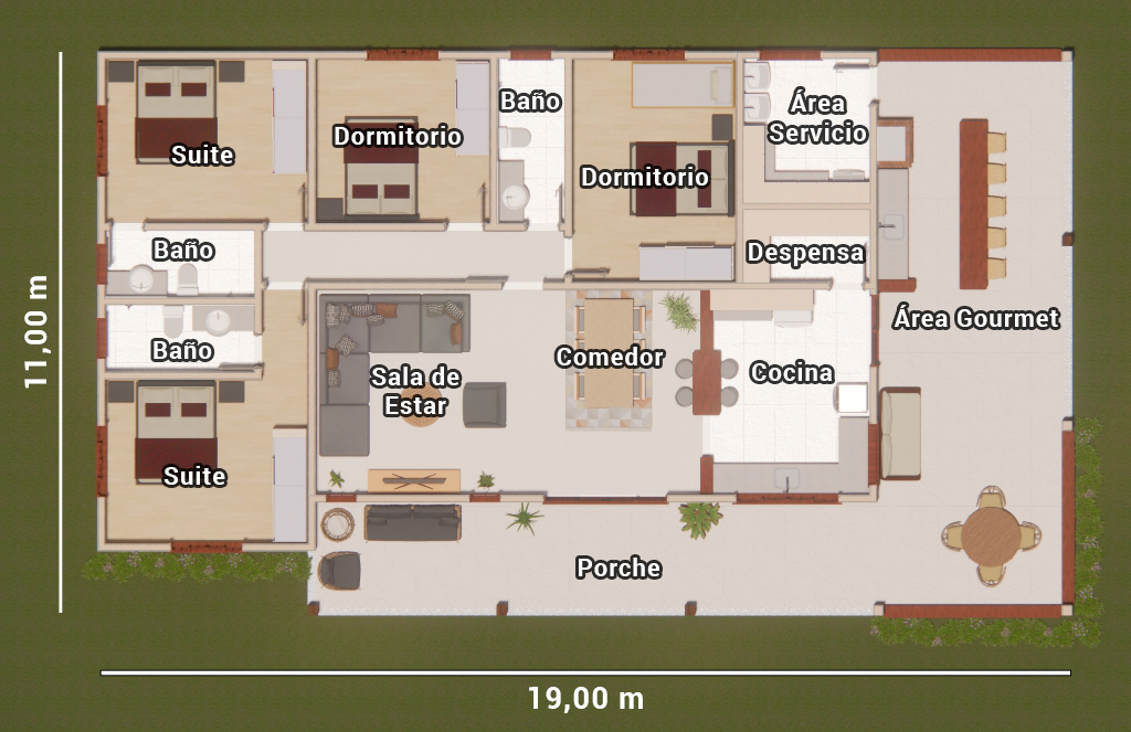 plano de casa de campo