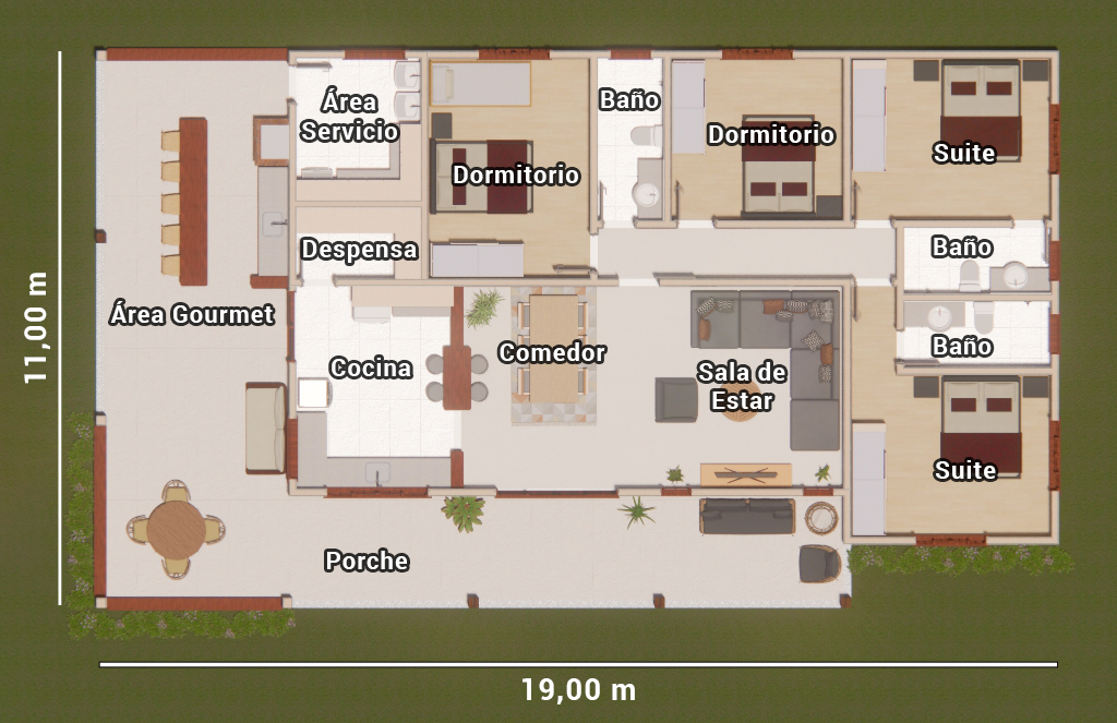 planta de casa de campo sencilla