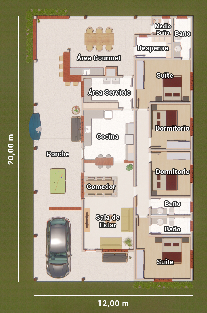 planta de casa de campo
