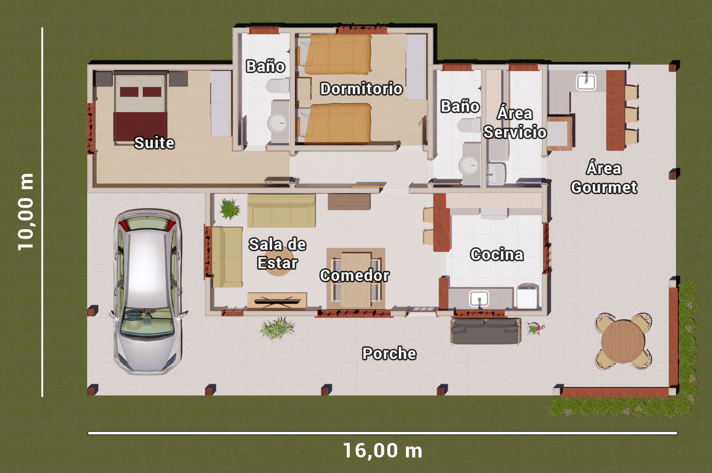 casa de campo sencilla con 2 dormitorios